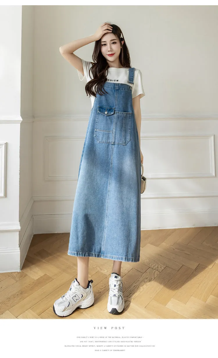 versatile denim suspender skirt