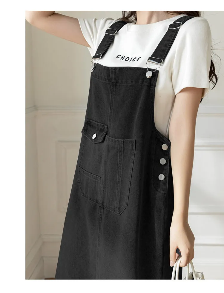 versatile denim suspender skirt