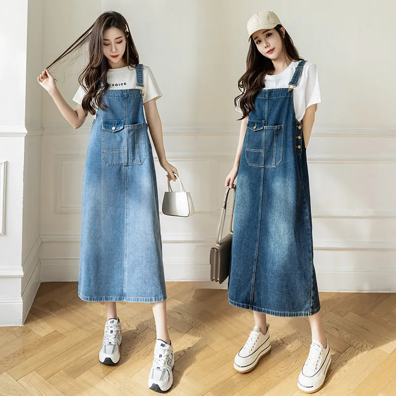 versatile denim suspender skirt