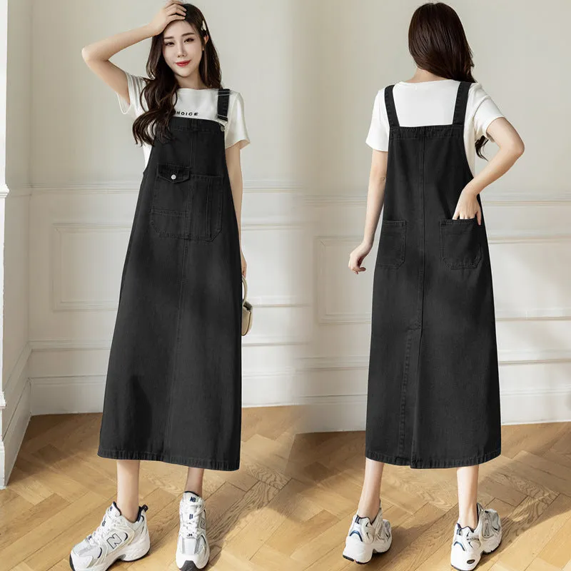 versatile denim suspender skirt