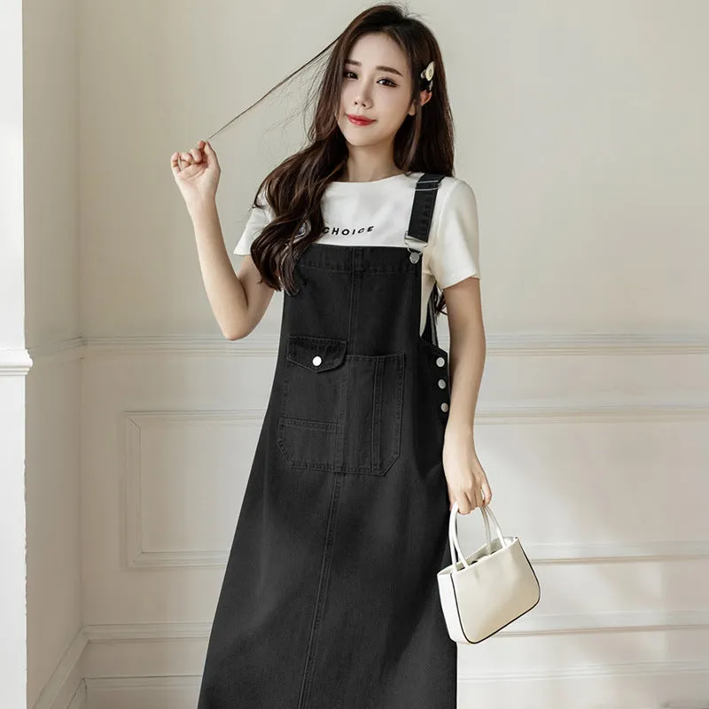 versatile denim suspender skirt