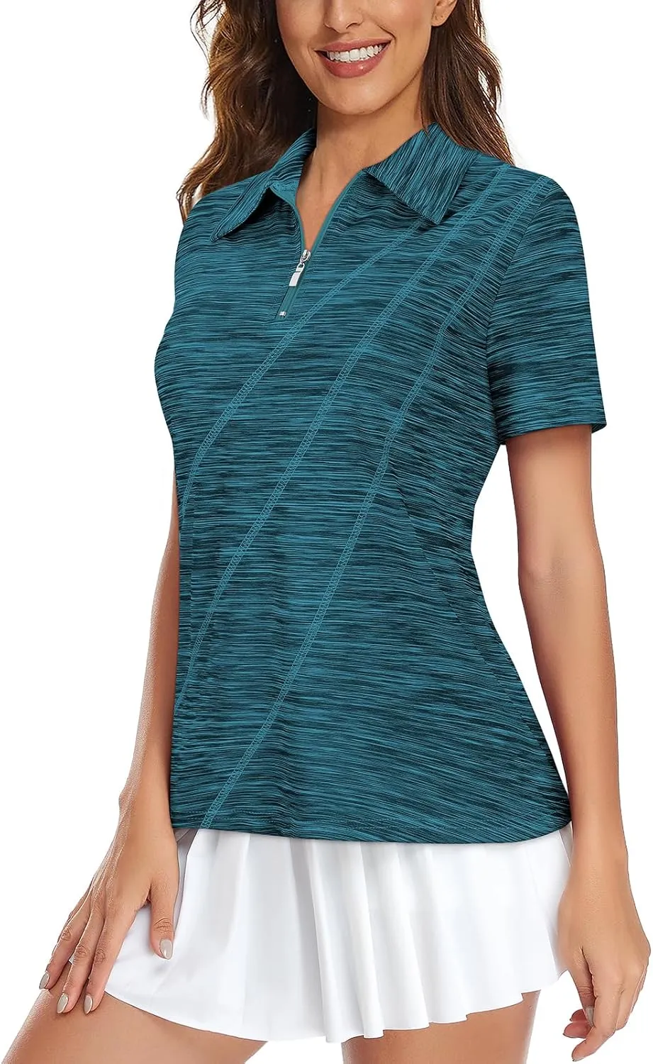 Viracy 1/4 Zip Up Womens Golf Polo Shirts Short Sleeve Moisture Wicking Workout Tops