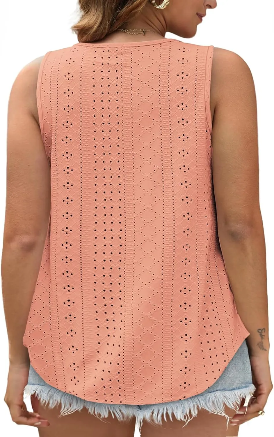 VISLILY Women's-Plus-Size-Summer-Tank-Tops Lace Trim Deep V Neck Shirts Cute Sleeveless Tunics Trendy Eyelet Blouses XL-5XL