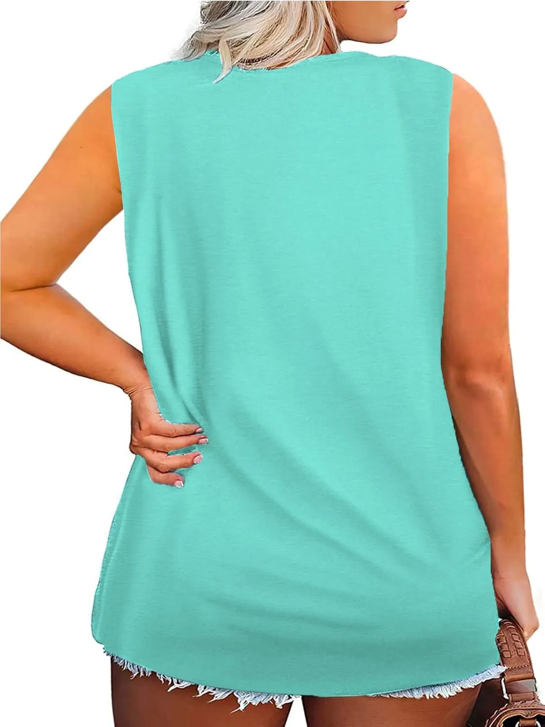 VISLILY Women's-Plus-Size-Tank-Tops Sleeveless Summer V Neck T Shirts Casual Loose Tunics Tee XL-5XL