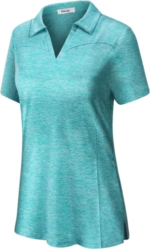 Vldnery Womens Golf Polo Shirts Moisture Wicking Running Workout Tops Print Short Sleeve Tennis Clothes Loose Fit