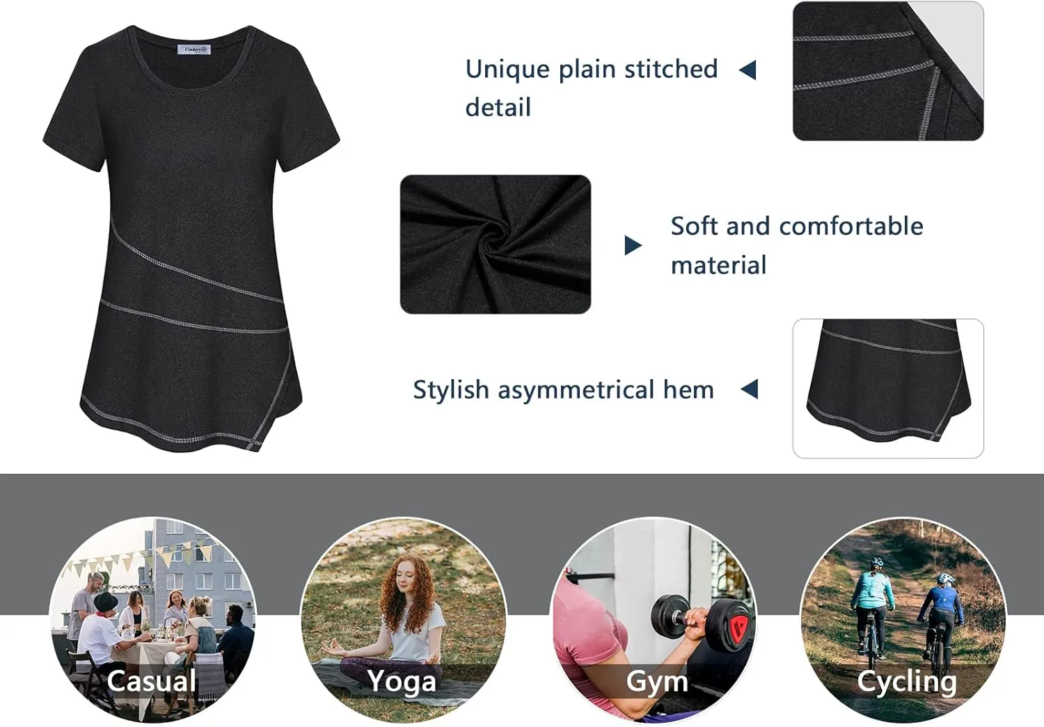 Vldnery Women's Running Workout Tops Moisture Wicking Athletic Quick Dry Loose Fit Yoga Top