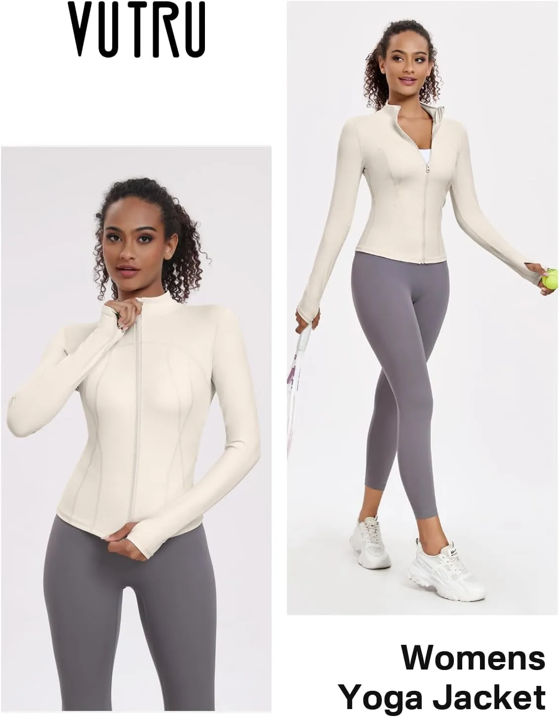 VUTRU Women's Workout Yoga Jacket Lightweight Slim Fit Athletic Full Zip Running Sport Track Shirts