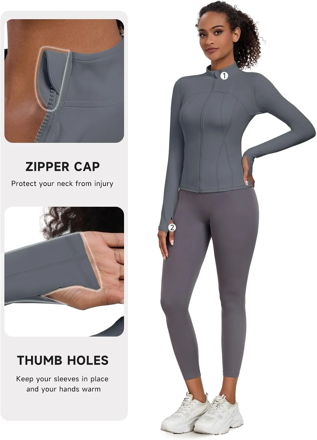 VUTRU Women's Workout Yoga Jacket Lightweight Slim Fit Athletic Full Zip Running Sport Track Shirts