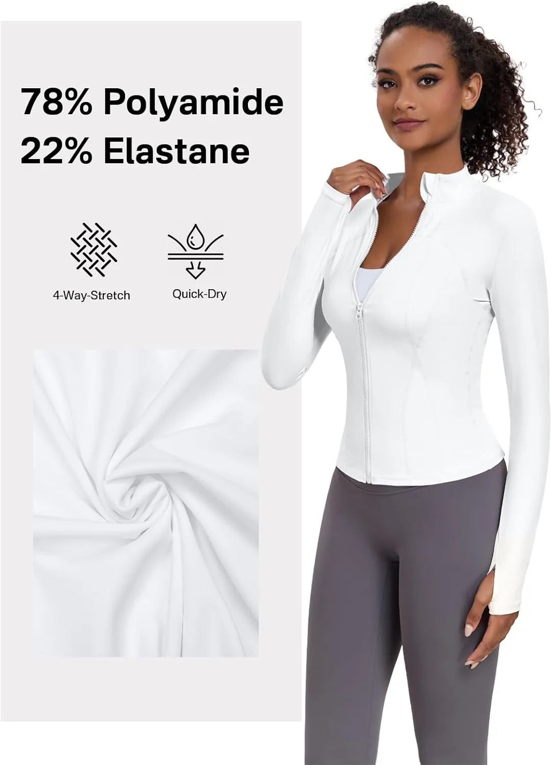 VUTRU Women's Workout Yoga Jacket Lightweight Slim Fit Athletic Full Zip Running Sport Track Shirts