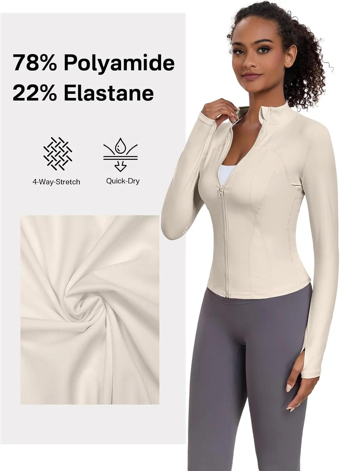 VUTRU Women's Workout Yoga Jacket Lightweight Slim Fit Athletic Full Zip Running Sport Track Shirts