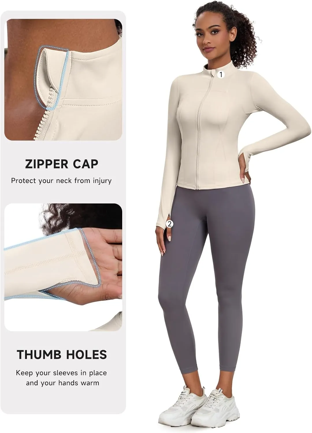 VUTRU Women's Workout Yoga Jacket Lightweight Slim Fit Athletic Full Zip Running Sport Track Shirts