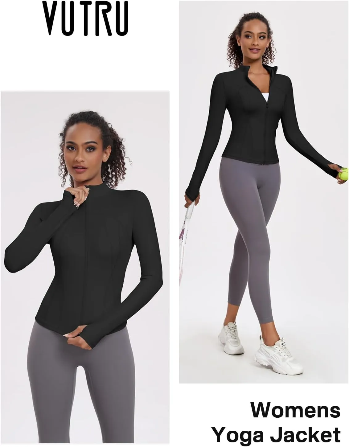 VUTRU Women's Workout Yoga Jacket Lightweight Slim Fit Athletic Full Zip Running Sport Track Shirts