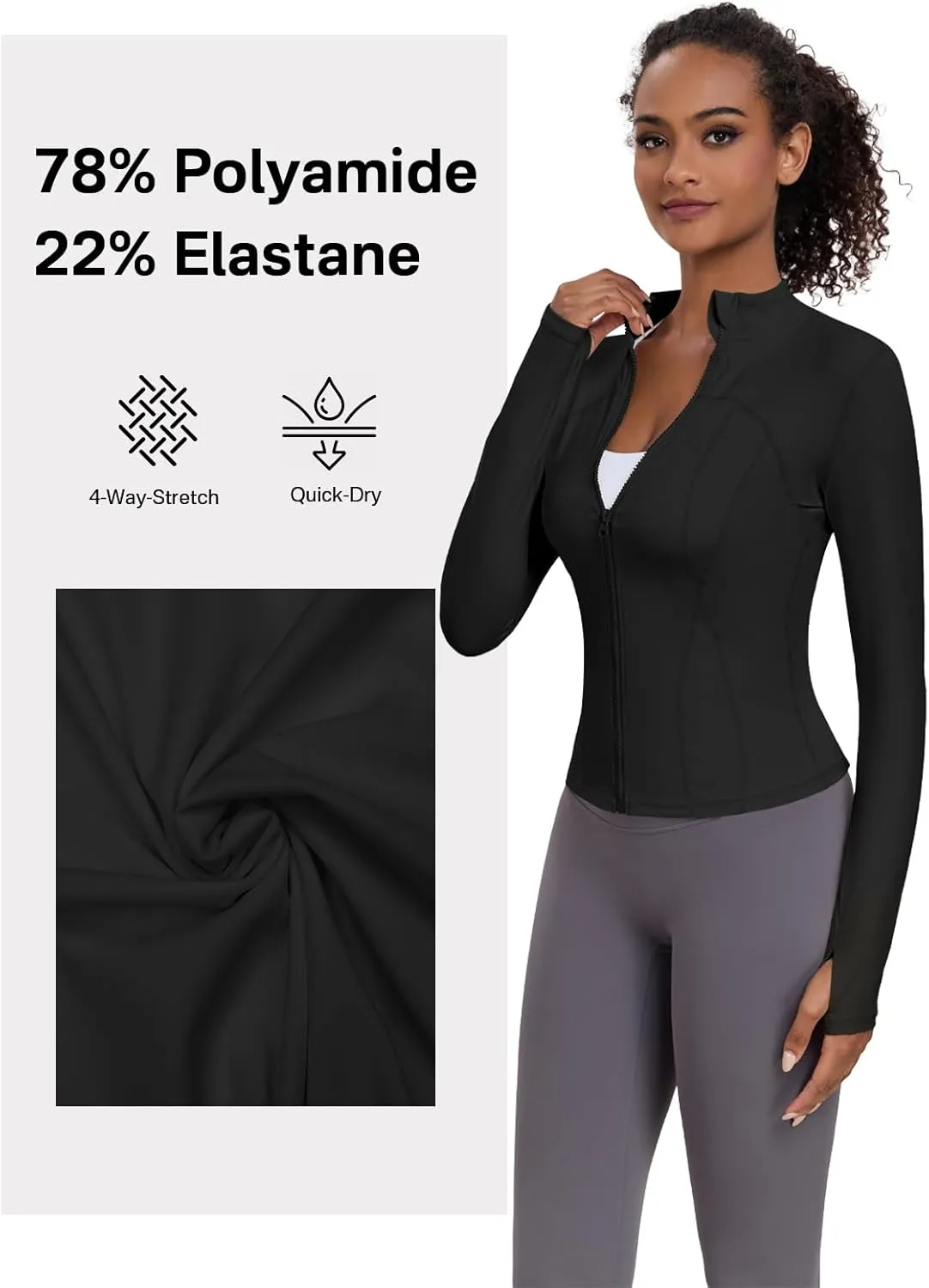 VUTRU Women's Workout Yoga Jacket Lightweight Slim Fit Athletic Full Zip Running Sport Track Shirts