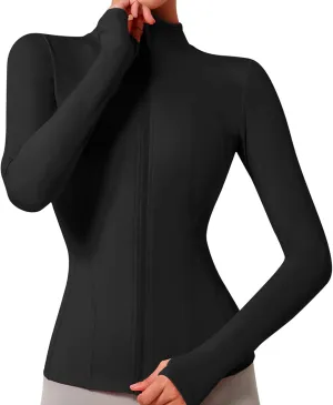 VUTRU Women's Workout Yoga Jacket Lightweight Slim Fit Athletic Full Zip Running Sport Track Shirts