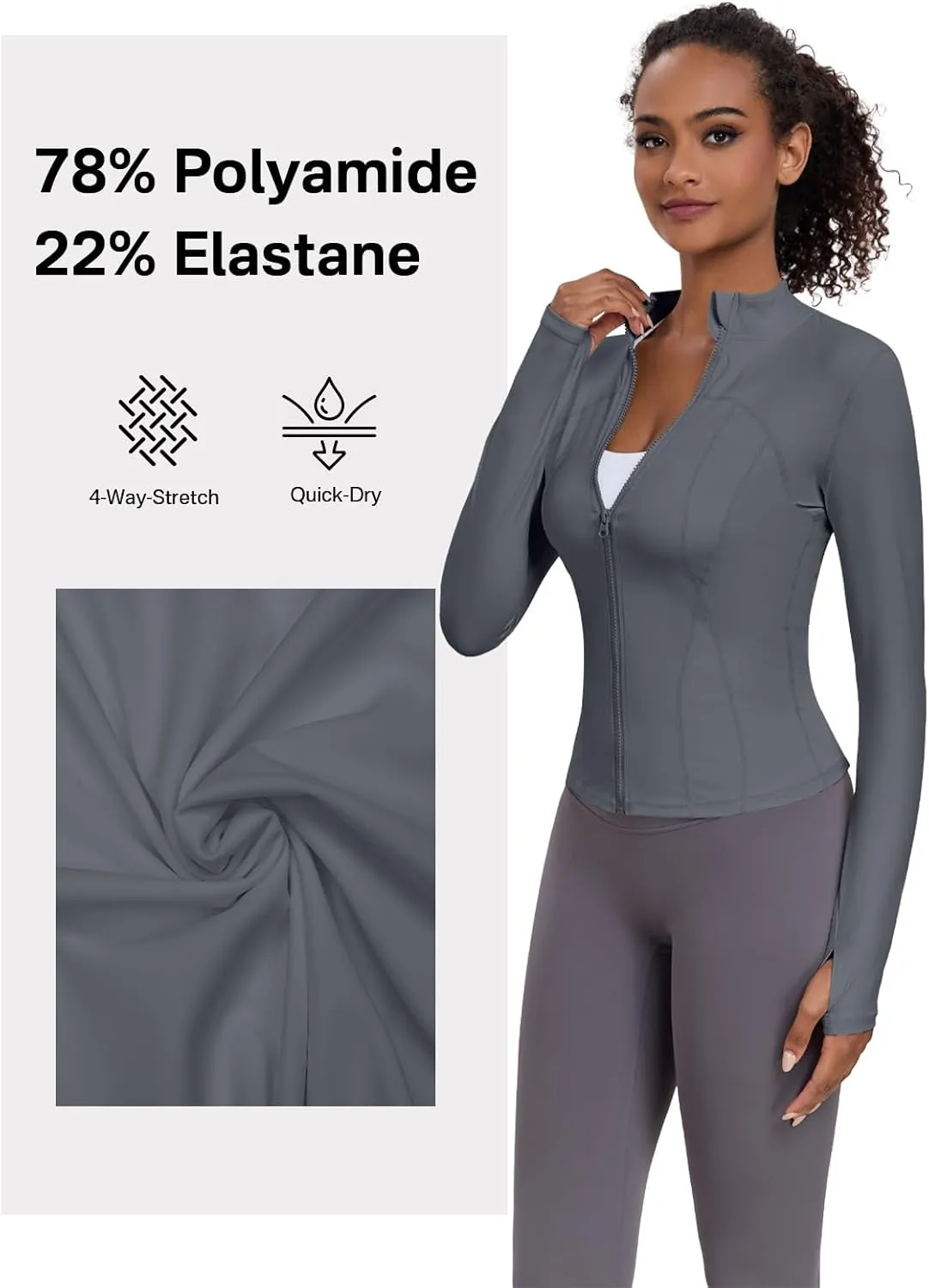 VUTRU Women's Workout Yoga Jacket Lightweight Slim Fit Athletic Full Zip Running Sport Track Shirts