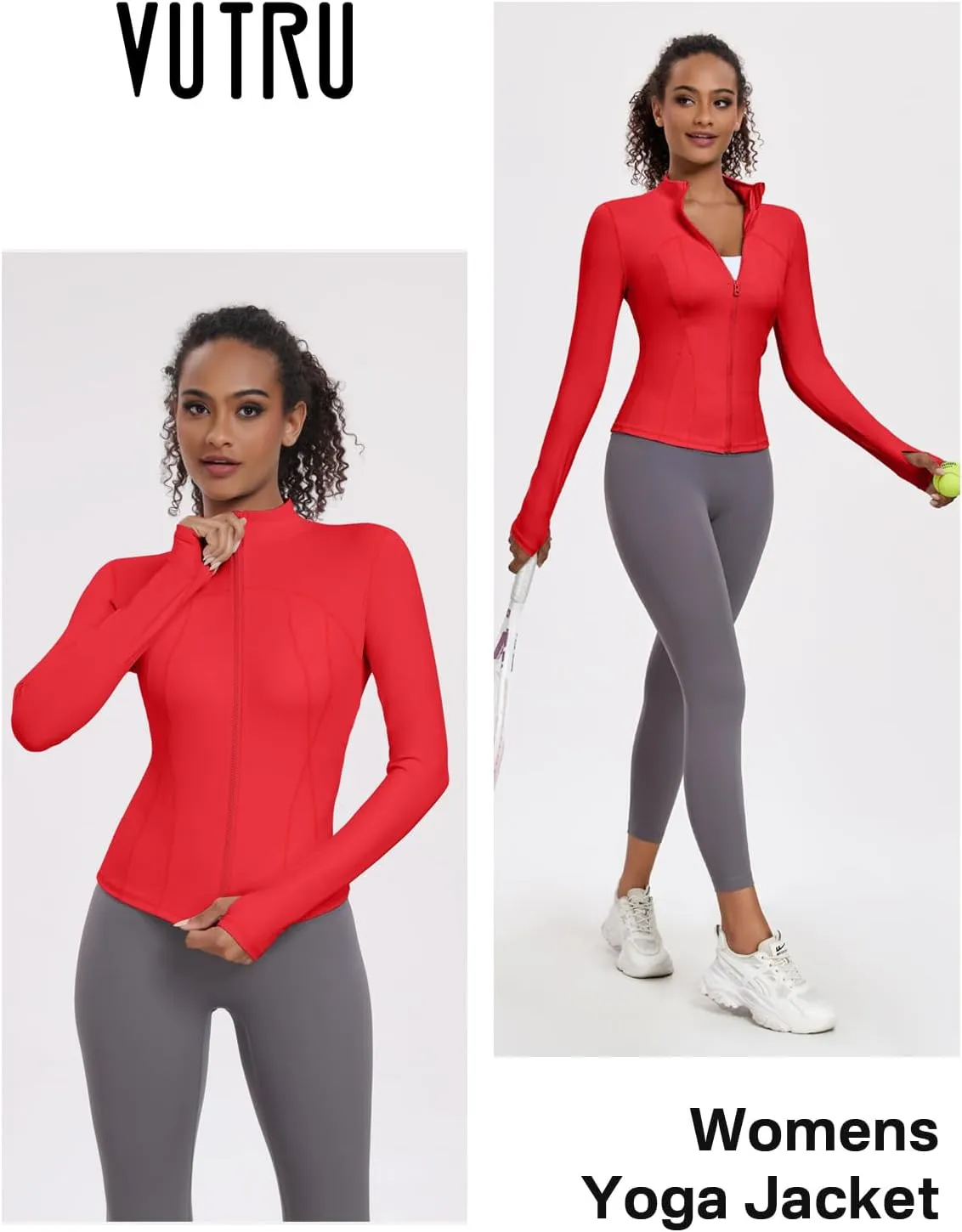 VUTRU Women's Workout Yoga Jacket Lightweight Slim Fit Athletic Full Zip Running Sport Track Shirts