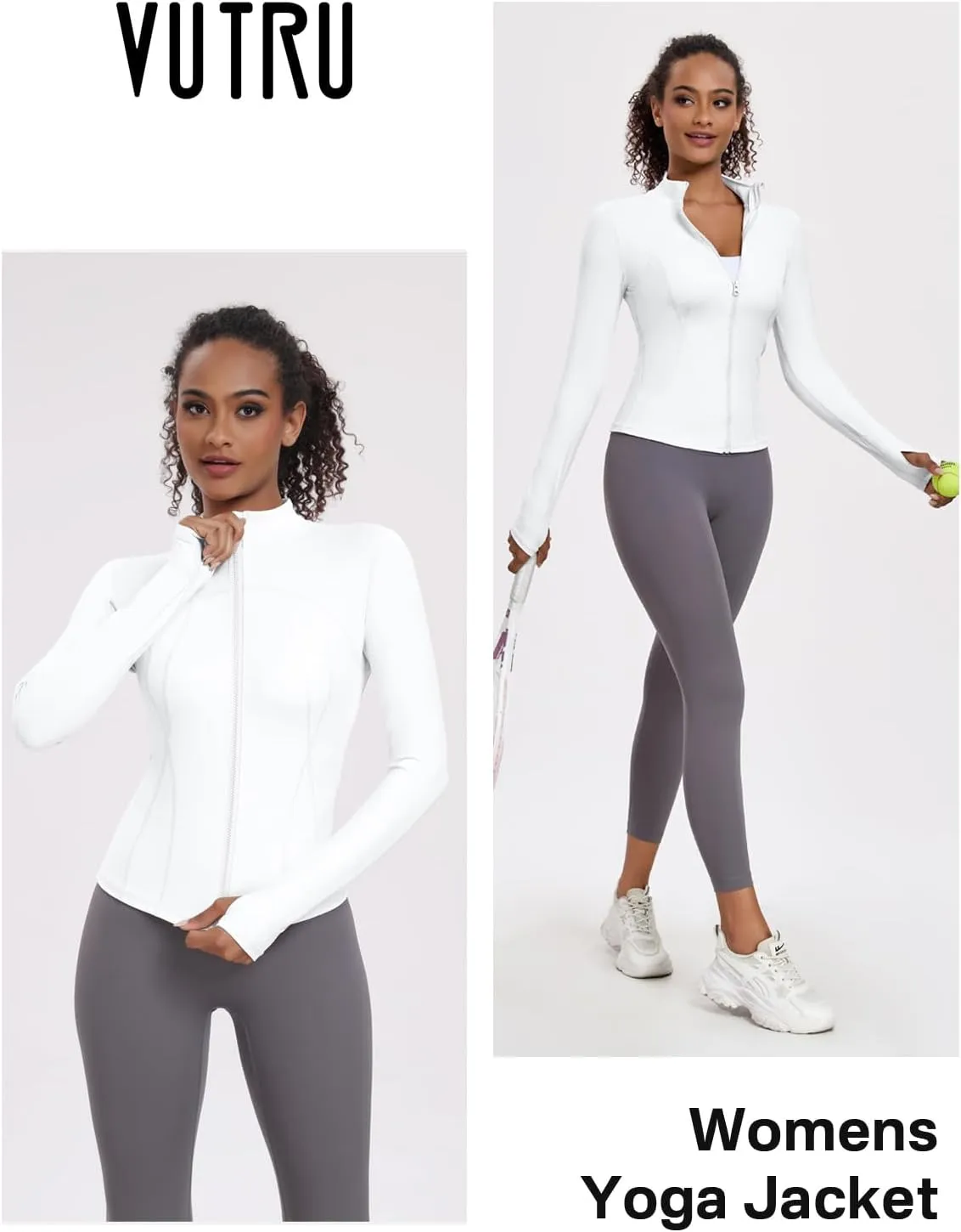 VUTRU Women's Workout Yoga Jacket Lightweight Slim Fit Athletic Full Zip Running Sport Track Shirts