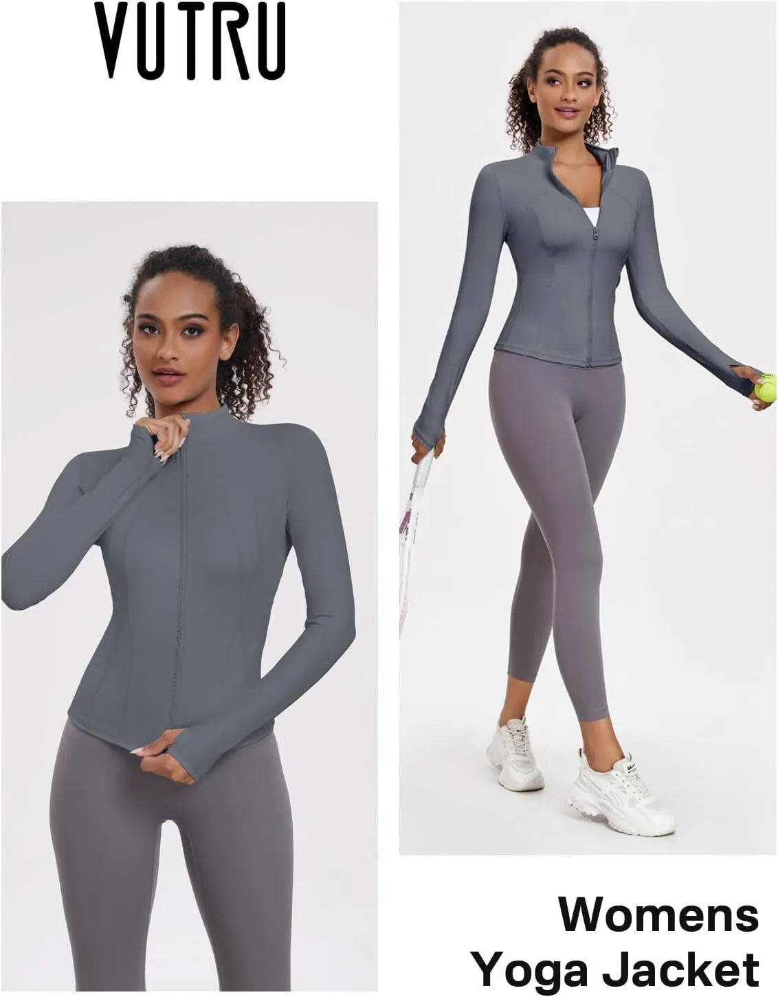 VUTRU Women's Workout Yoga Jacket Lightweight Slim Fit Athletic Full Zip Running Sport Track Shirts
