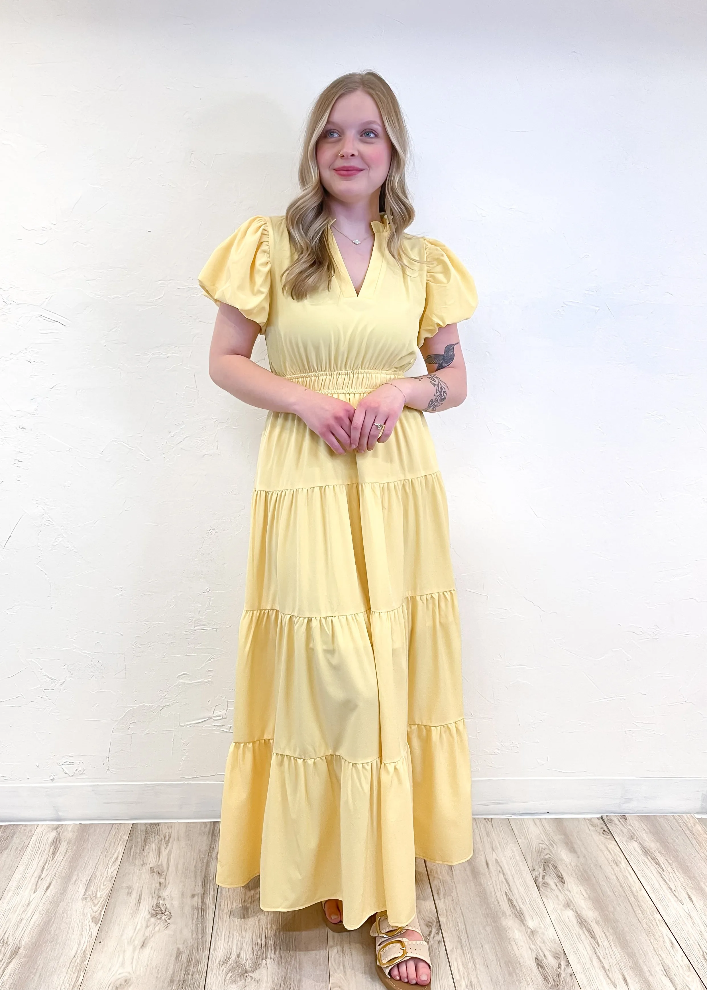 Walking On Sunshine Maxi Dress | Lemon