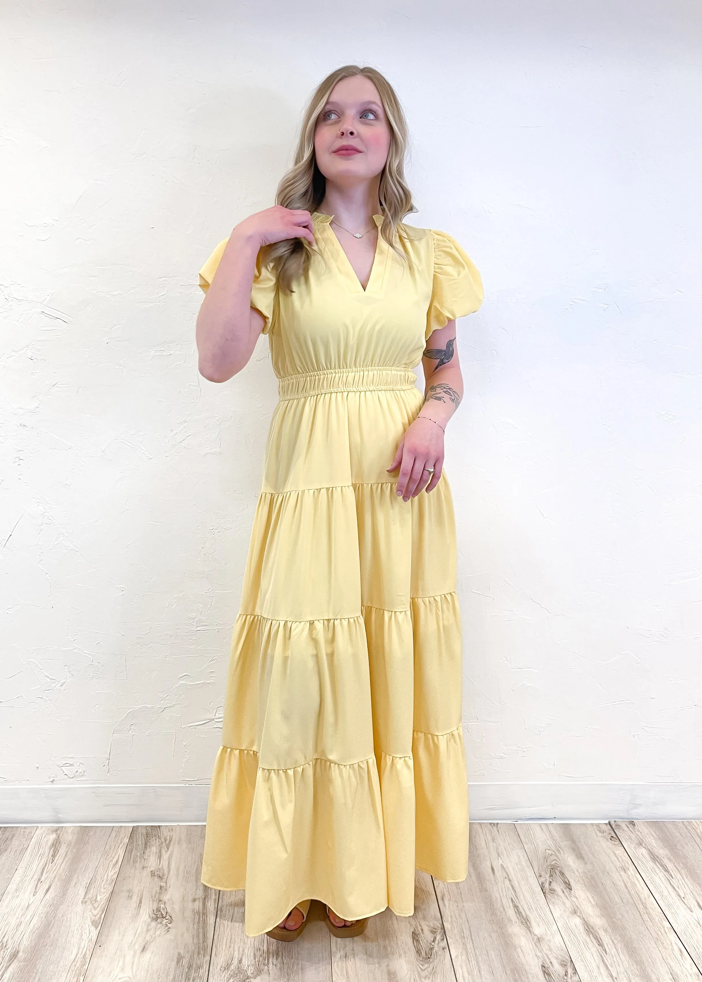 Walking On Sunshine Maxi Dress | Lemon