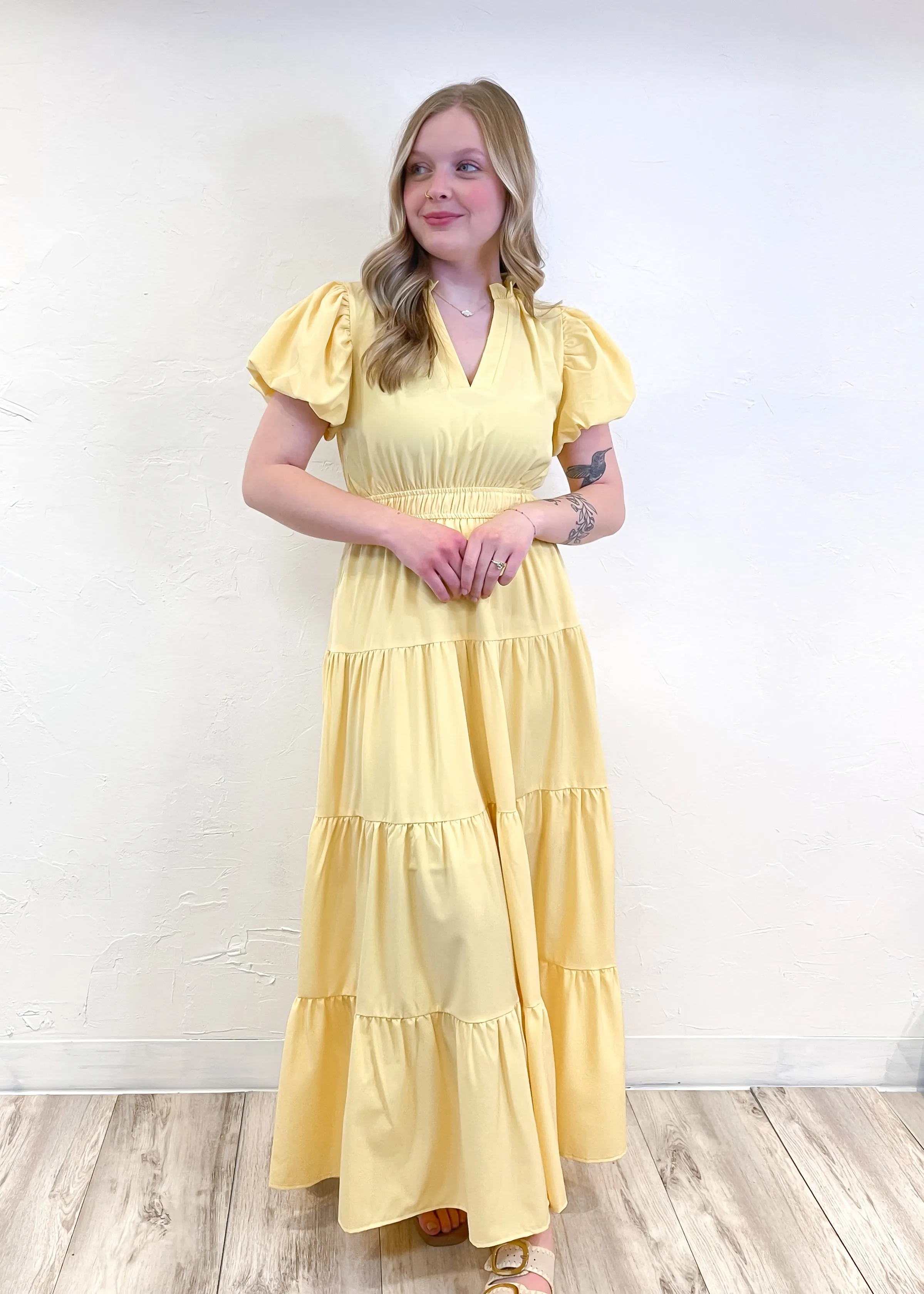 Walking On Sunshine Maxi Dress | Lemon