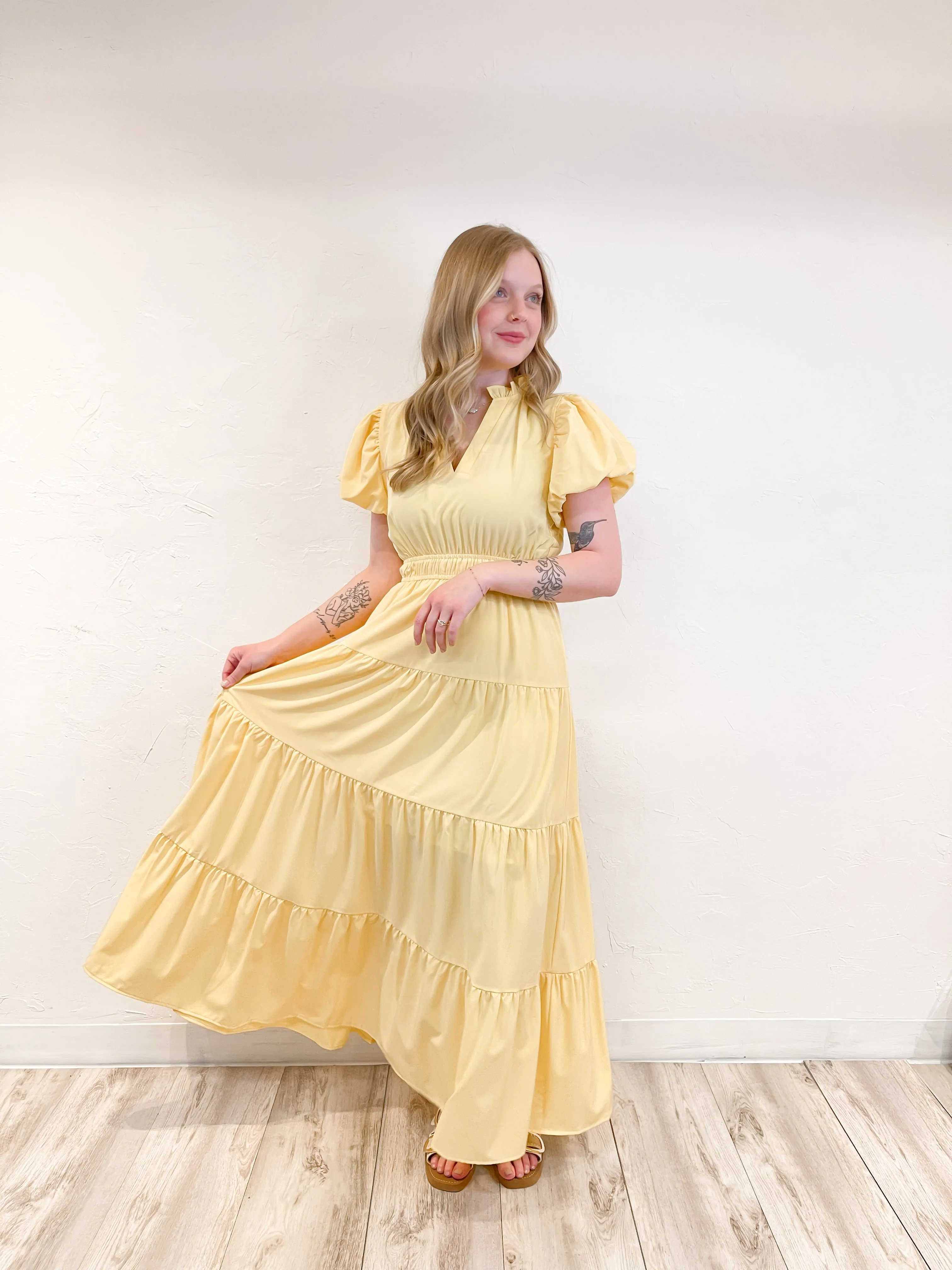 Walking On Sunshine Maxi Dress | Lemon