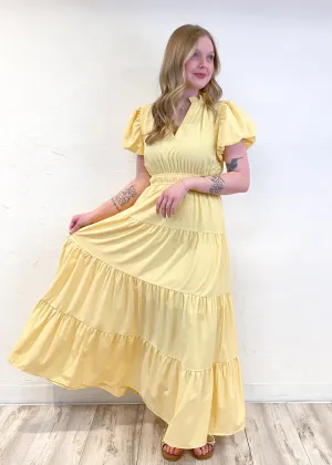 Walking On Sunshine Maxi Dress | Lemon