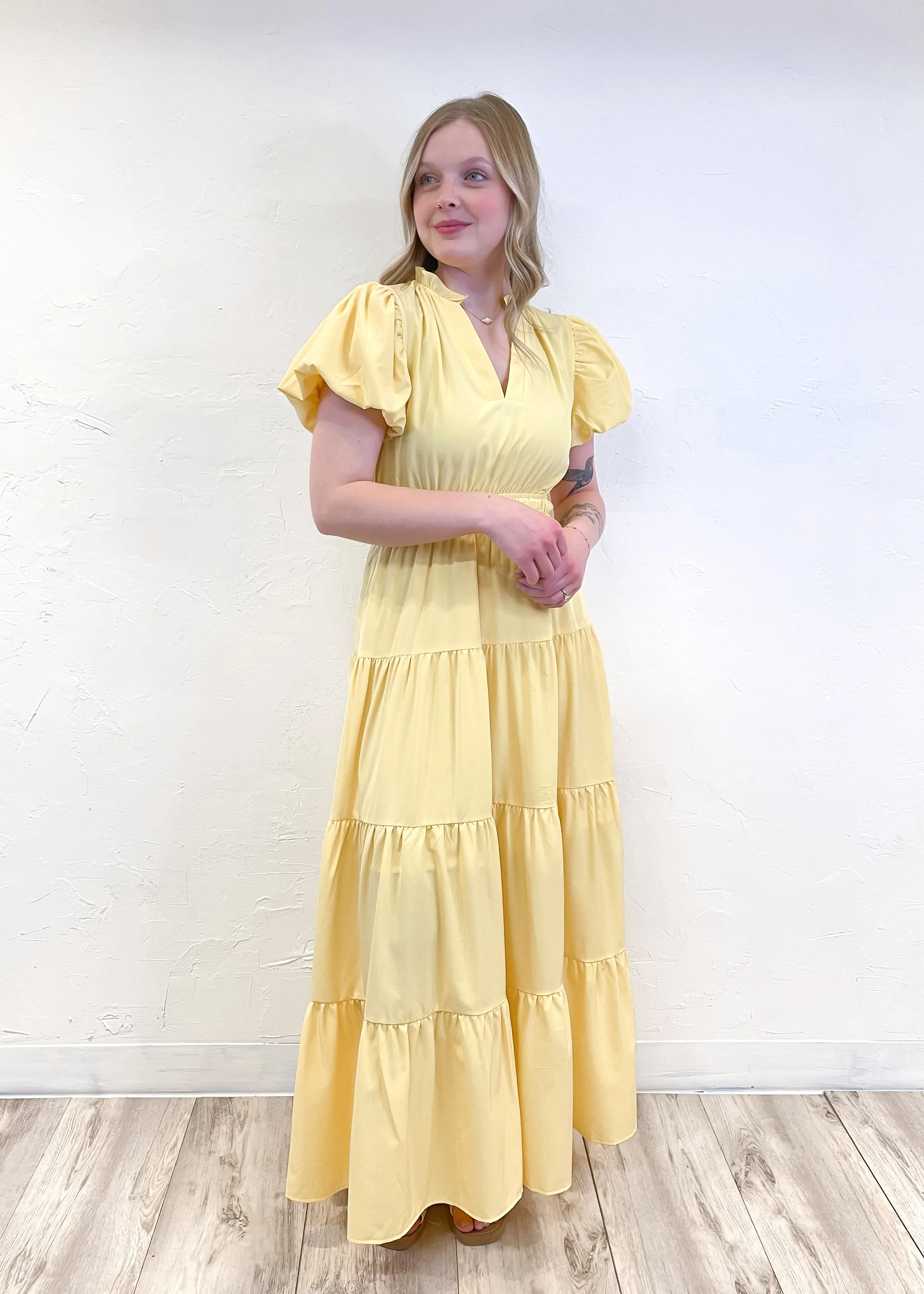 Walking On Sunshine Maxi Dress | Lemon