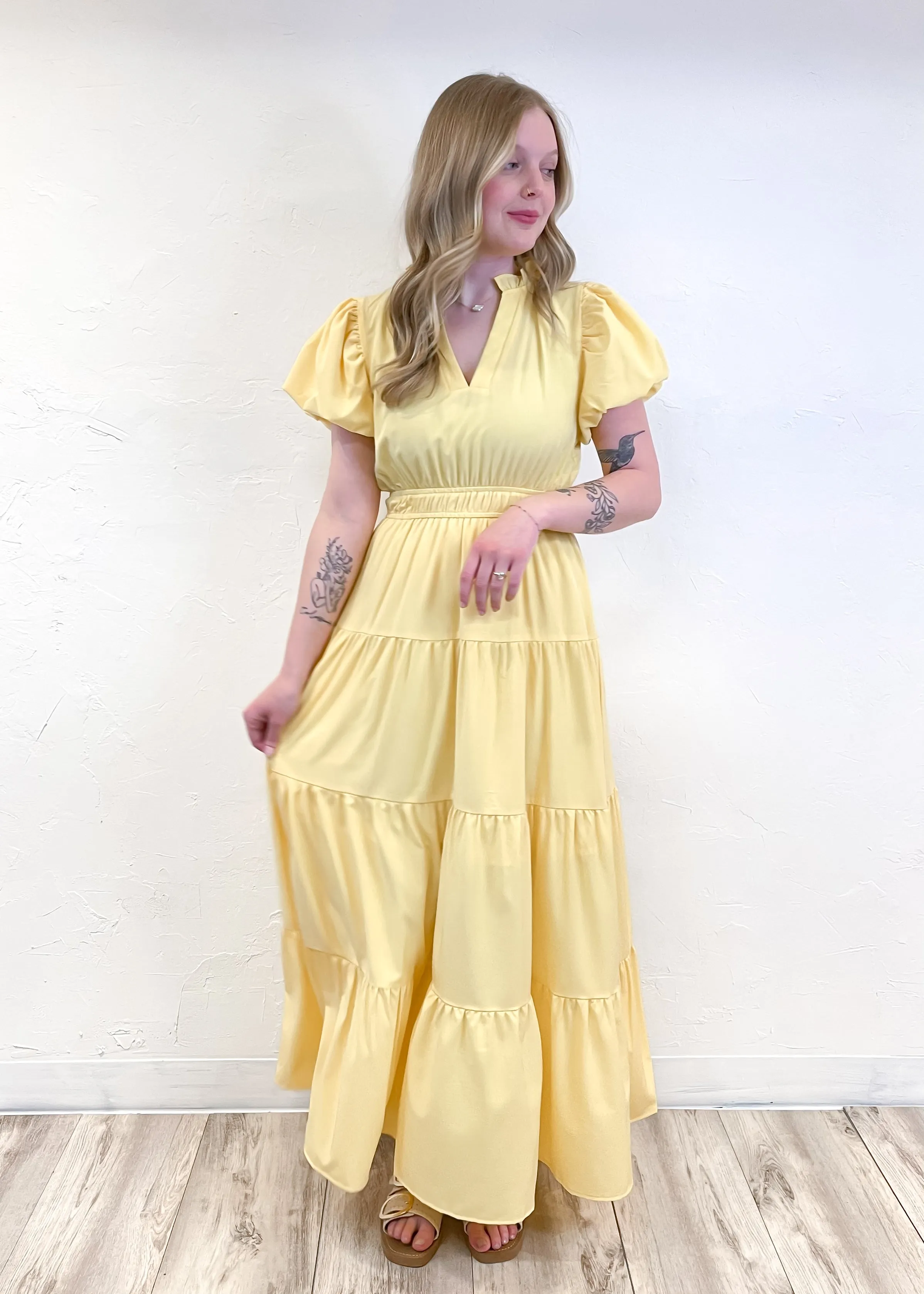 Walking On Sunshine Maxi Dress | Lemon