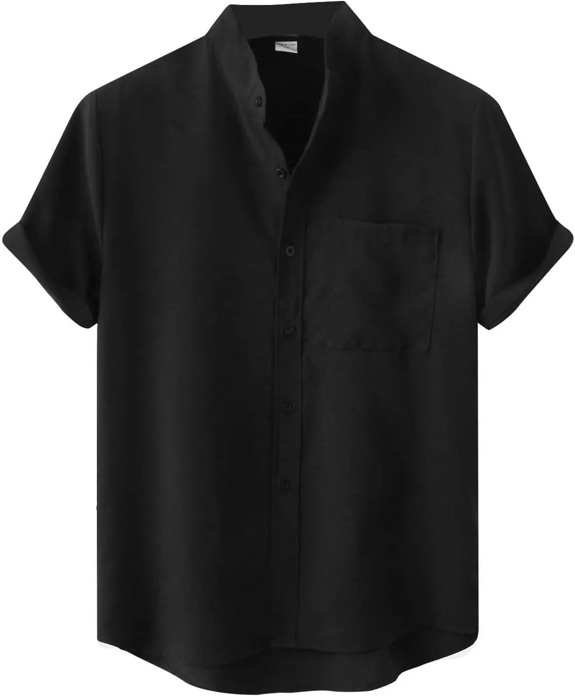 Wankang Mens Summer Casual Linen Shirts Short Sleeve Button Up Beach T Shirts Collared Tees Pocket Hawaiian Shirt for Men