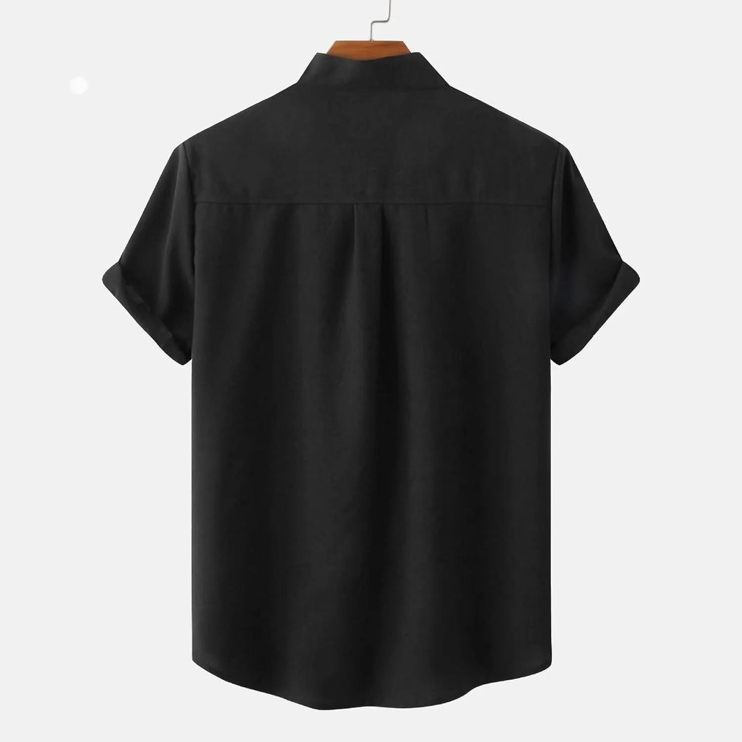 Wankang Mens Summer Casual Linen Shirts Short Sleeve Button Up Beach T Shirts Collared Tees Pocket Hawaiian Shirt for Men