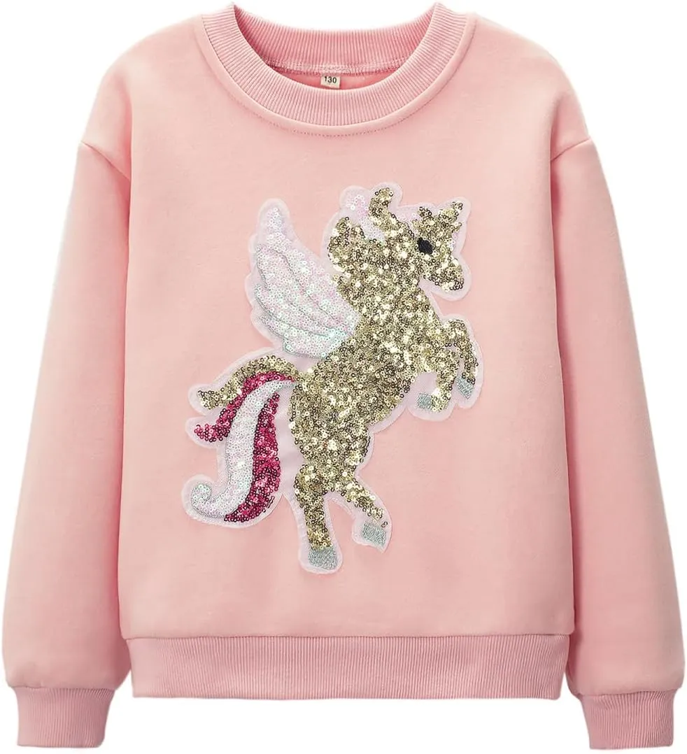 WELAKEN Girls Sweatshirts Long Sleeve Pullover Crewneck Tops Shirts