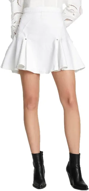 White Brilliant Denim Flounce Skirt by 7 For All Mankind