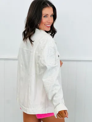 White Denim Lace Detailing Jacket (Reg. & Plus)