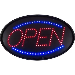 Winco LED-10 Blue and Red Oval Open LED Sign