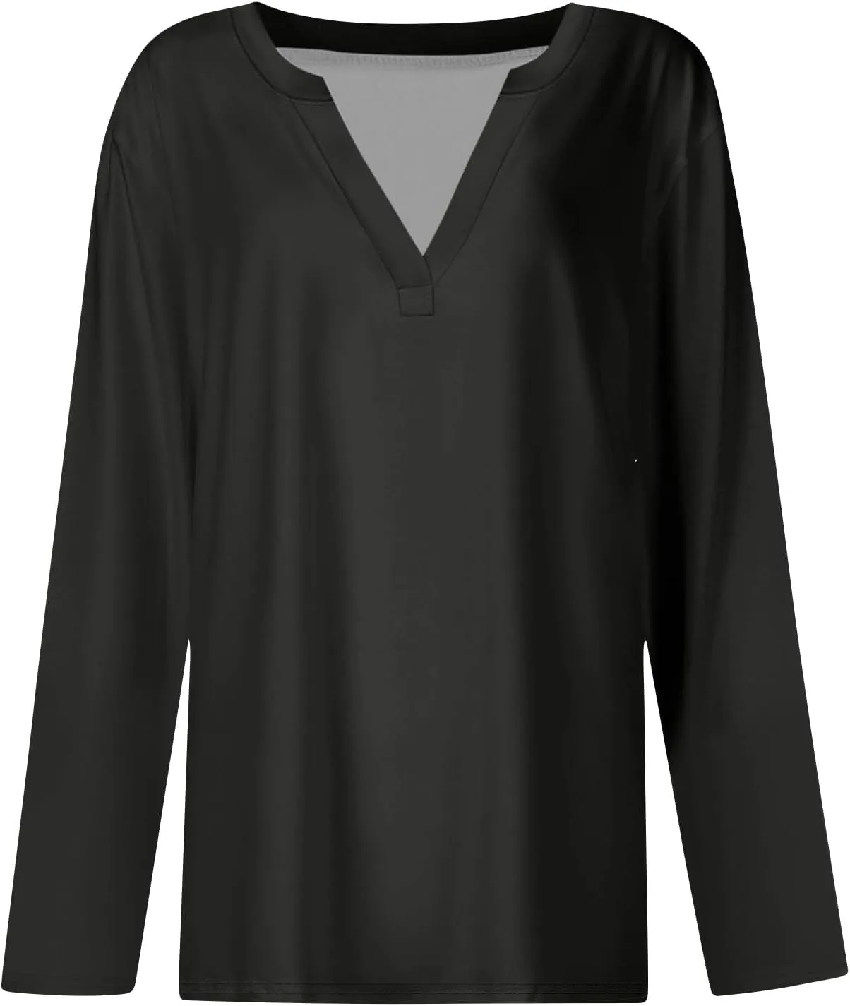 Women Pullover Tops Trendy Round-Neck Long Sleeve Tshirts Casual Loose Fit Basic Tee