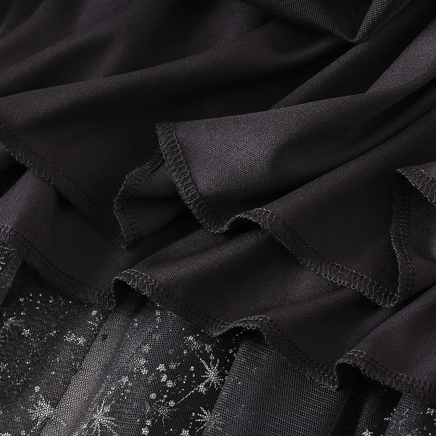 Women Tutu Tulle Skirt Elastic High Waist Layered Floral Print Skirt Mesh A-Line Midi Skirt