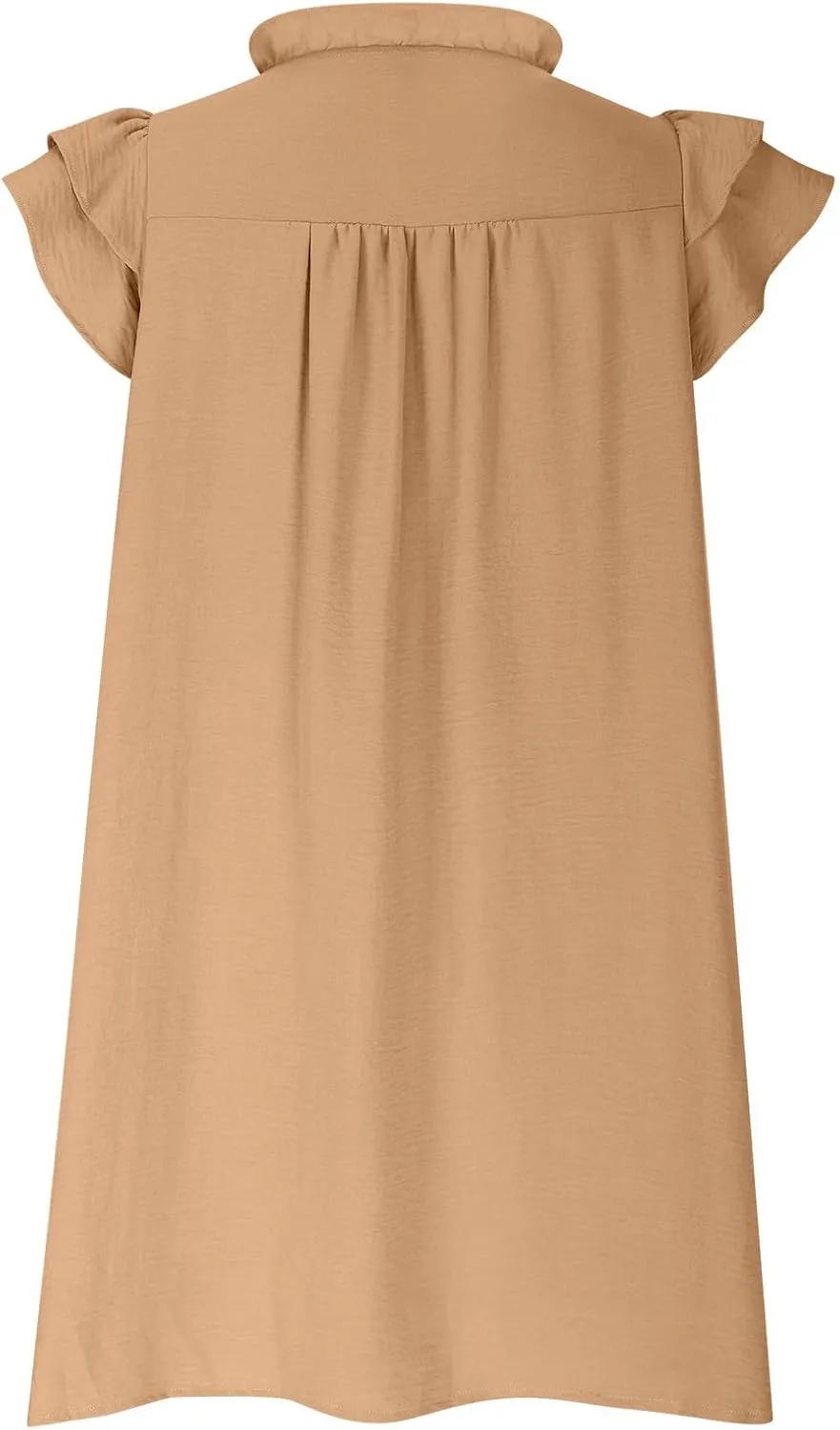 Womens 2024 Summer T-Shirts Dresses Casual V-Neck Ruffle Cap Short Sleeve Mini Dress Loose Pleated Beach Sundress