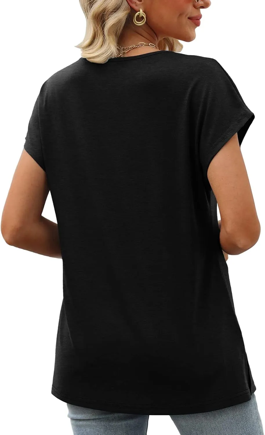 Womens Cap Sleeve Summer Tops 2025 Trendy Tank Tops Lace V Neck Loose Fit Shirts