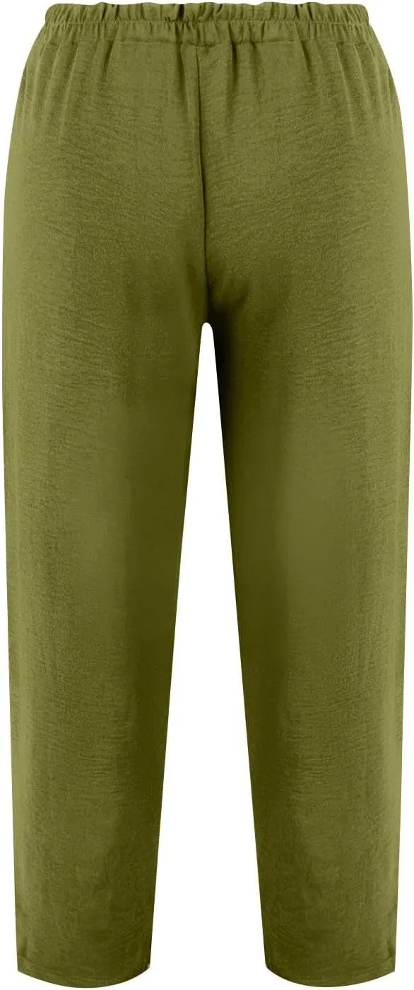 Womens Cargo Pants with Pockets Casual 2024 Summer Straight Pants Loose Trousers, Solid Pants