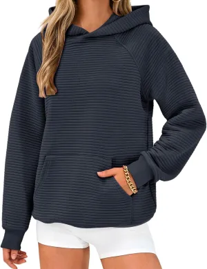 Womens Casual Hoodies 2024 Fashion Oversized Sweatshirts Long Sleeve Pullover Tops Trendy Fall Clothes with Pocket