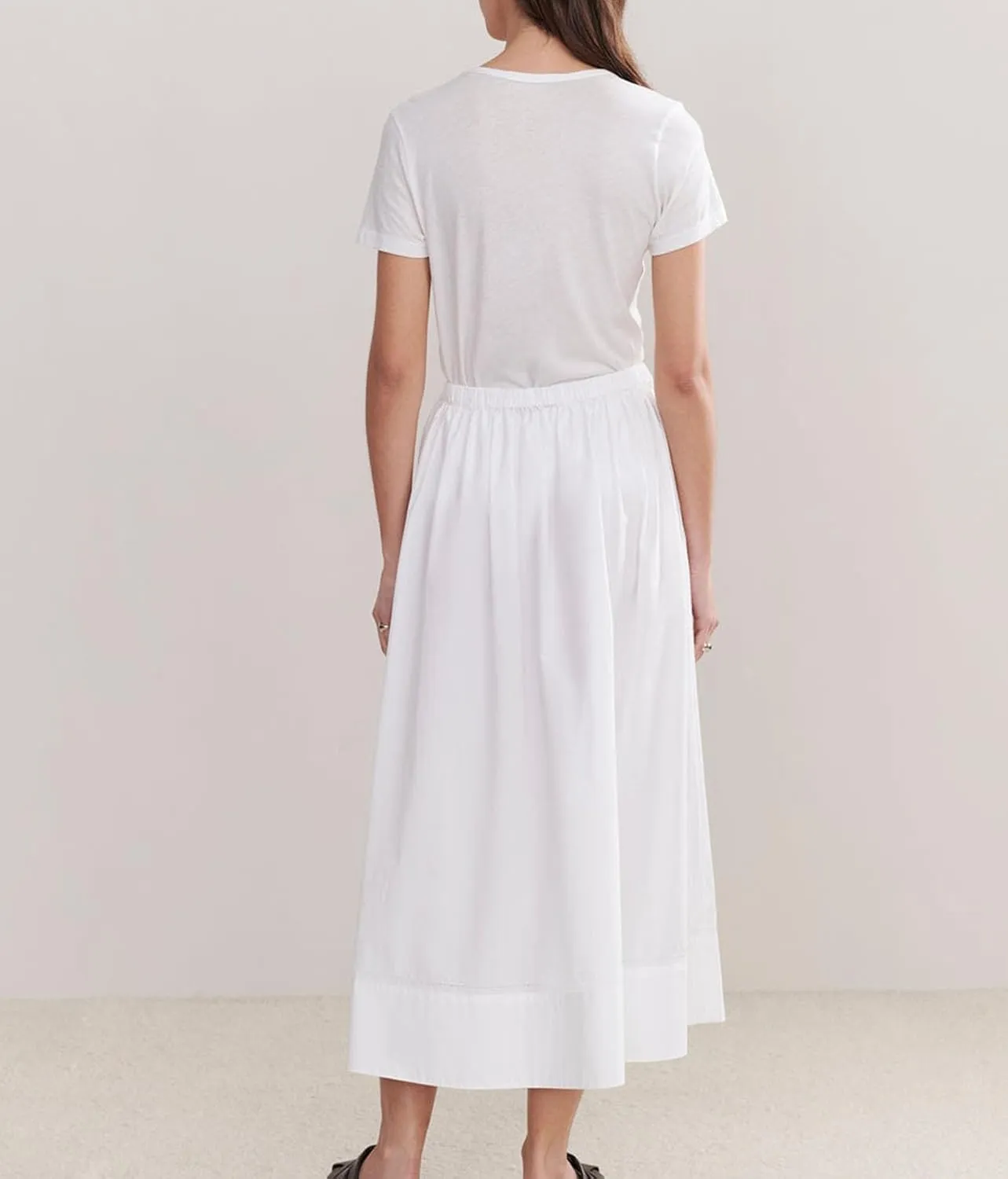 Women's Cotton Maxi Skirt Pleated Elastic Waisted Casual Long Skirts Flowy Boho A Line Beach Dress