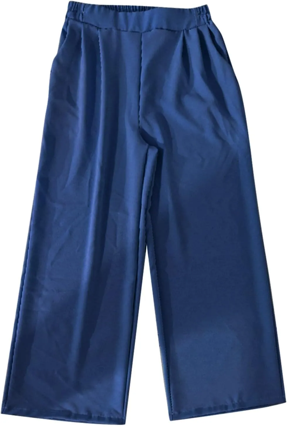 Women's Crinkle Textured Wide Leg Pants High-Waisted Cooling Summer Stretchy Lightweight Lounge to Office