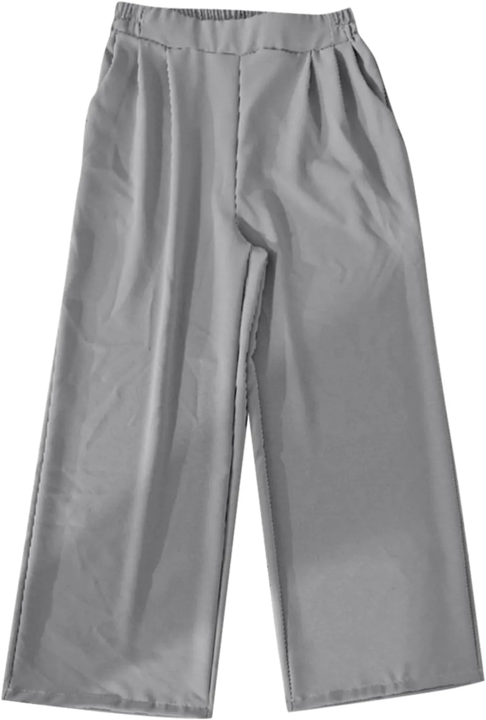 Women's Crinkle Textured Wide Leg Pants High-Waisted Cooling Summer Stretchy Lightweight Lounge to Office