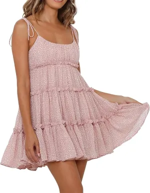 Women's Daily Wear Bohemian Elegant Dress Sleeveless Comfortable Floral Lightweight Tiered Beachwear Mini Style Dresses