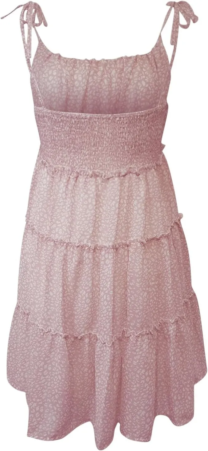Women's Daily Wear Bohemian Elegant Dress Sleeveless Comfortable Floral Lightweight Tiered Beachwear Mini Style Dresses