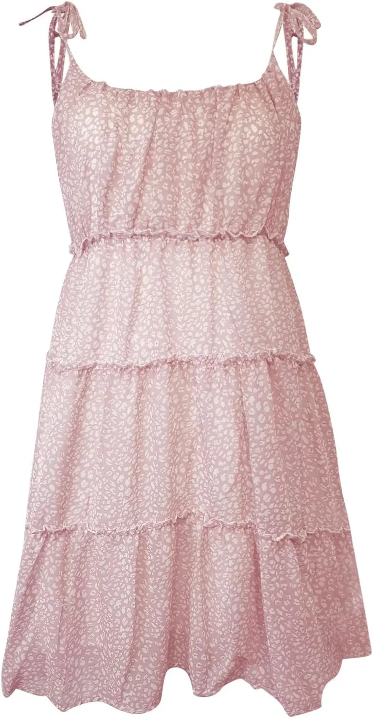 Women's Daily Wear Bohemian Elegant Dress Sleeveless Comfortable Floral Lightweight Tiered Beachwear Mini Style Dresses