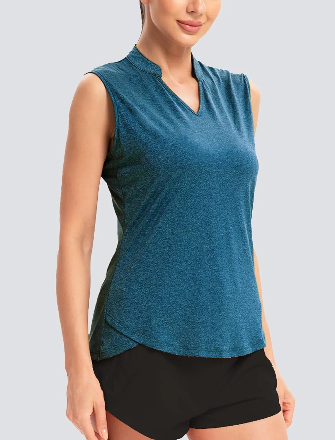 Womens Golf Shirt V Neck Sleeveless Polo Shirts Athletic Tennis Tank Tops Moisture Wicking Lightweight Sports Top