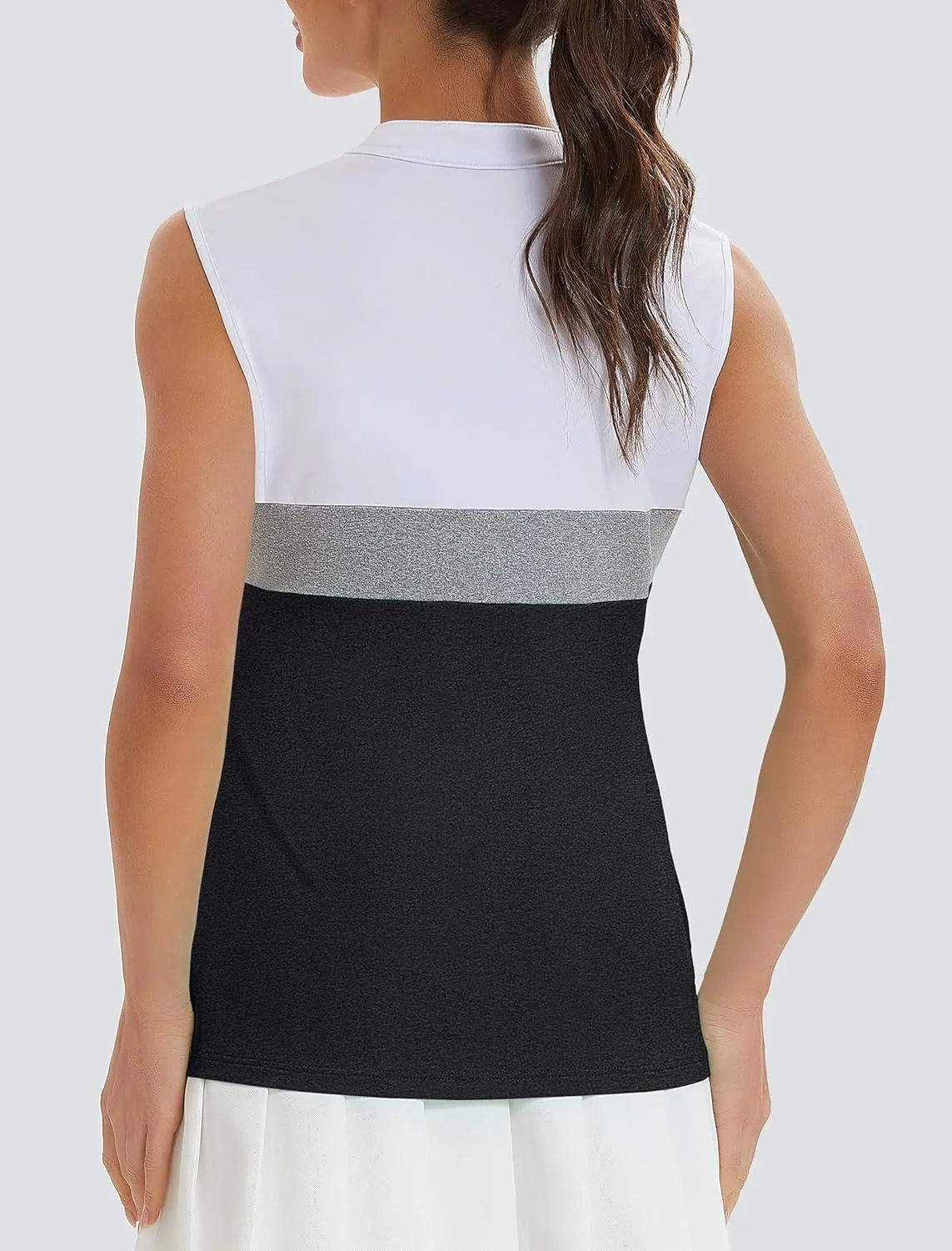Womens Golf Shirt V Neck Sleeveless Polo Shirts Athletic Tennis Tank Tops Moisture Wicking Lightweight Sports Top