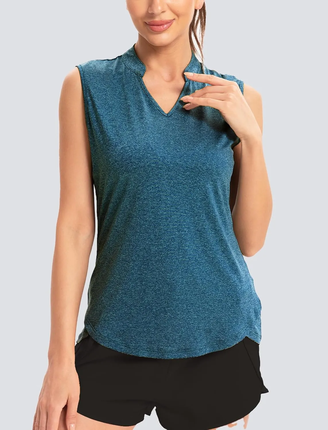 Womens Golf Shirt V Neck Sleeveless Polo Shirts Athletic Tennis Tank Tops Moisture Wicking Lightweight Sports Top